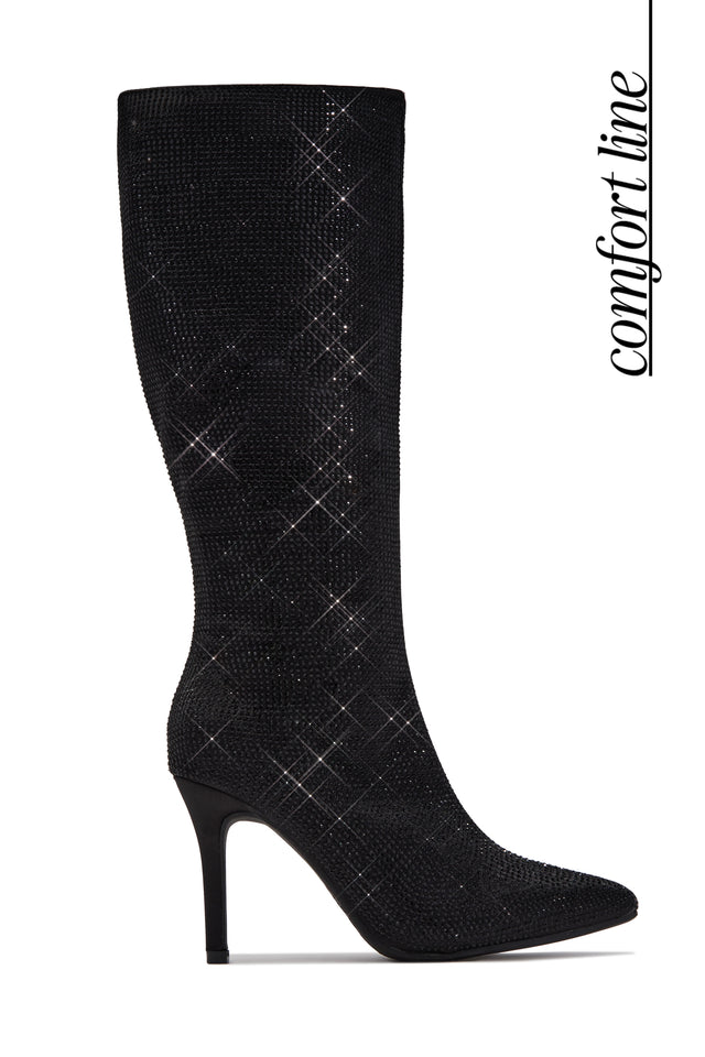Load image into Gallery viewer, Sandra Rhinestone Knee High Boots - Black