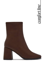 Load image into Gallery viewer, Lucia Square Toe Block Heel Ankle Boots – Brown