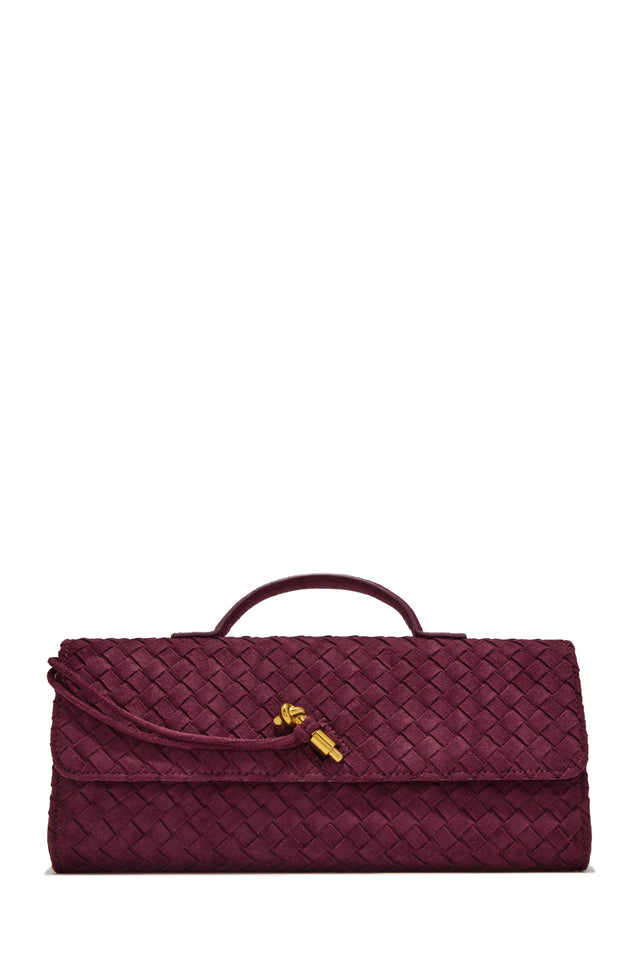 Load image into Gallery viewer, Diana Woven Clutch Crossbody Bag – Wine