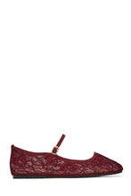 Load image into Gallery viewer, Lacey Lace Mary Jane Ballet Flats – Wine