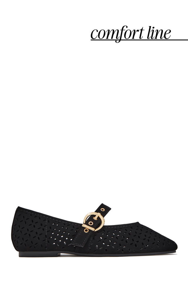 Load image into Gallery viewer, Jane Perforated Mary Jane Flats – Black