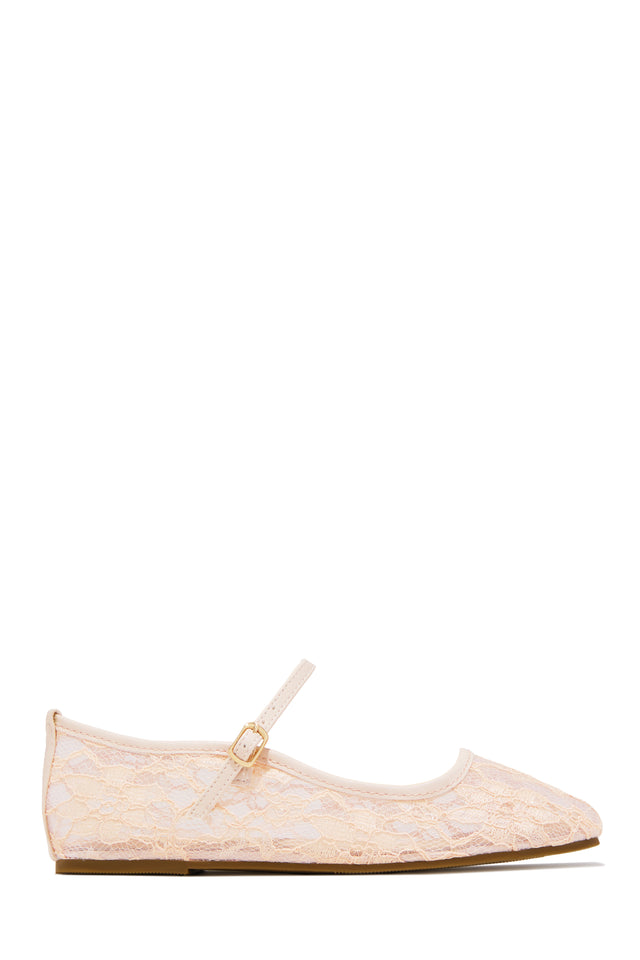Load image into Gallery viewer, Lacey Lace Mary Jane Ballet Flats – Nude