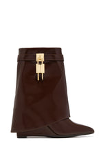 Load image into Gallery viewer, Melody Pointed Toe Wedge Ankle Boots – Brown