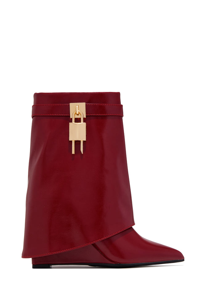 Load image into Gallery viewer, Melody Pointed Toe Wedge Ankle Boots – Red