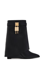 Load image into Gallery viewer, Melody Pointed Toe Wedge Ankle Boots – Black