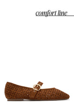 Load image into Gallery viewer, Jane Perforated Mary Jane Flats – Tan