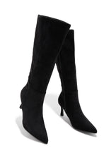 Load image into Gallery viewer, Zama Knee High Heel Boots - Black Suede