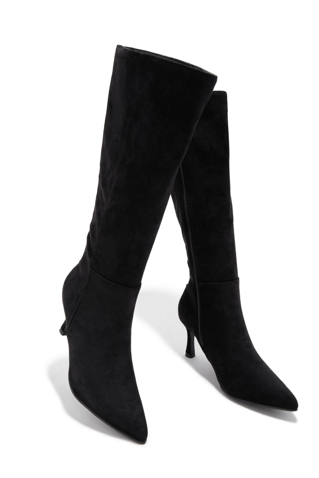 Load image into Gallery viewer, Zama Knee High Heel Boots - Black Suede