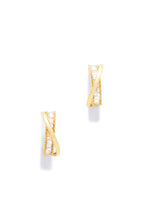 Load image into Gallery viewer, Arya Baguette Cubic Zirconia Crossover Earrings – Gold