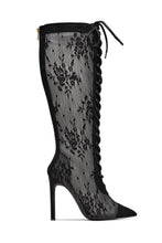 Load image into Gallery viewer, Gabriela Floral Lace Knee High Boots – Black