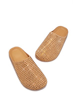 Load image into Gallery viewer, Belinda Rhinestone Mule Flats – Tan