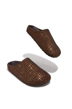 Load image into Gallery viewer, Belinda Rhinestone Mule Flats – Brown