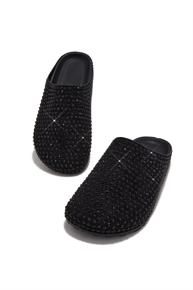 Load image into Gallery viewer, Belinda Rhinestone Mule Flats – Black