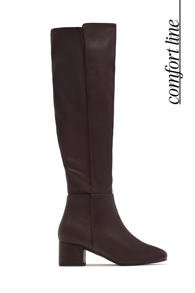 Load image into Gallery viewer, Roselyn Low Block Heel Knee High Boots – Brown