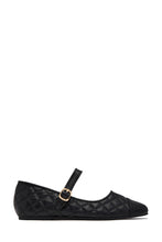 Load image into Gallery viewer, Yvette Quilted Cap Toe Mary Jane Ballet Flats – Black