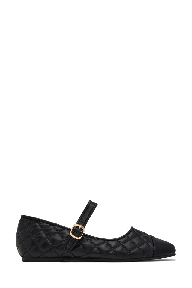 Load image into Gallery viewer, Yvette Quilted Cap Toe Mary Jane Ballet Flats – Black