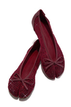Load image into Gallery viewer, Amelie Rhinestone Mesh Tabi Ballet Flats – Wine