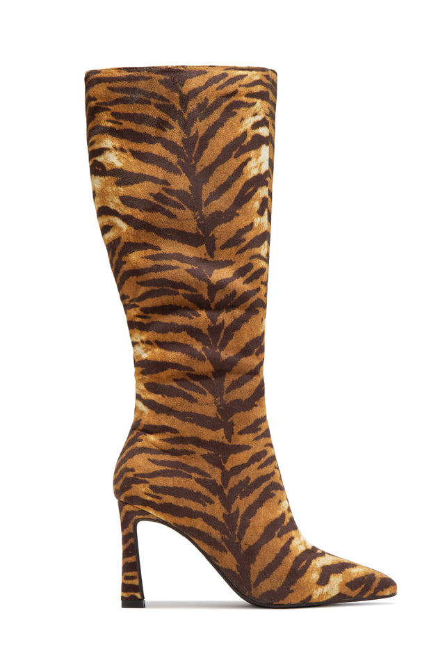 Load image into Gallery viewer, Monroe Pointed Toe Knee High Heel Boots – Tiger