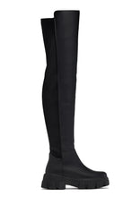 Load image into Gallery viewer, Weekend Muse Thigh High Lug Sole Boots – Black
