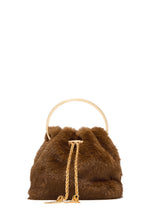 Load image into Gallery viewer, Monae Faux Fur Ring Handle Bucket Bag – Brown