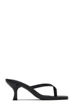 Load image into Gallery viewer, Angie Square Toe Thong Heel Mules - Black