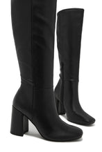 Load image into Gallery viewer, Viri Block Heel Knee High Boots - Black