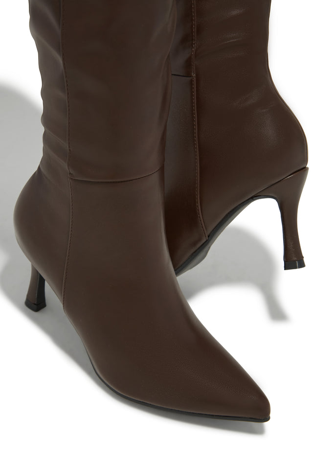 Load image into Gallery viewer, Zama Knee High Heel Boots - Brown