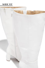 Load image into Gallery viewer, Fine Time Wide Fit Block Heel Knee High Boots - White