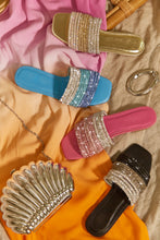 Load image into Gallery viewer, Luxe Resort Wear Embellished Slip On Sandals - Pink