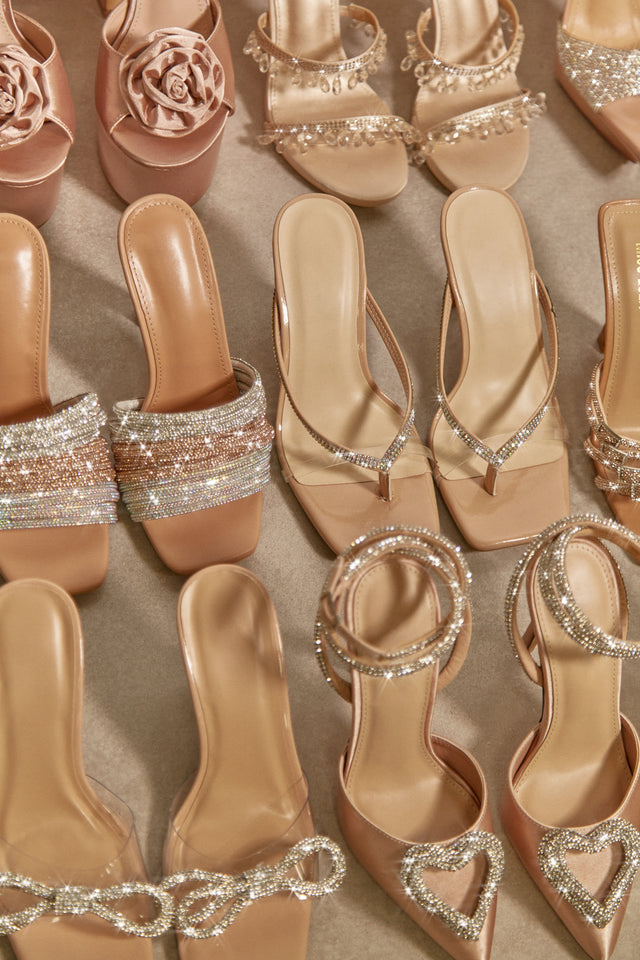 Load image into Gallery viewer, Feeling Myself Embellished High Heel Mules - Nude