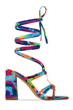 Load image into Gallery viewer, Stepping Out Lace Up Block Heels - Multi