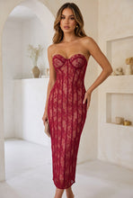 Load image into Gallery viewer, Natasha Lace Midi Dress - Wine