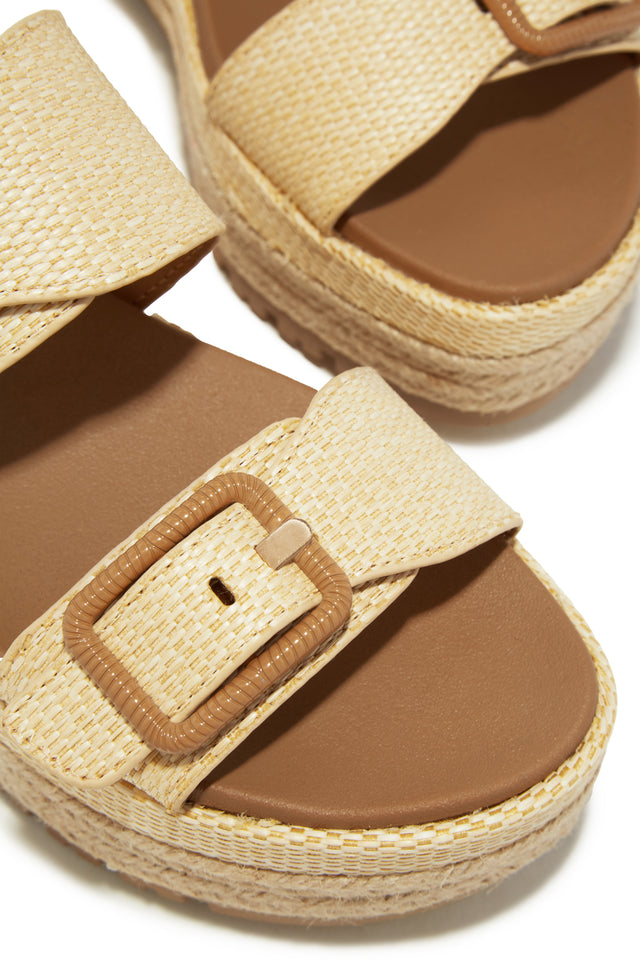 Load image into Gallery viewer, Platform Natural Tone Slip On Sandals