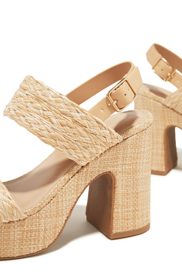 Load image into Gallery viewer, Natural Faux-Raffia Platforms
