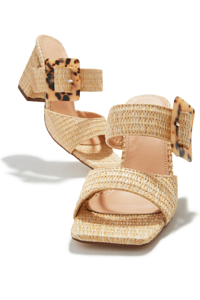 Load image into Gallery viewer, Natural Single Sole Open Toe Slip On Heels