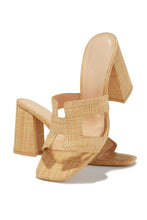 Load image into Gallery viewer, Faux Raffia Chunky Heel Mules