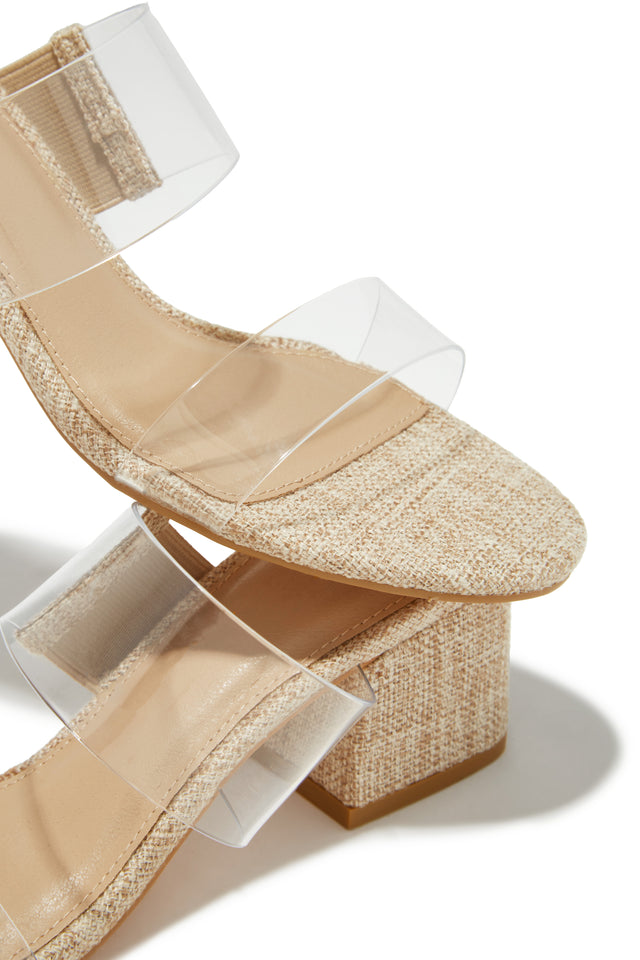 Load image into Gallery viewer, Yara Clear Strap Block Mid Heel Mules - Natural