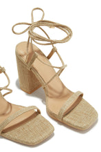 Load image into Gallery viewer, Aria Lace Up Block Heels - Natural