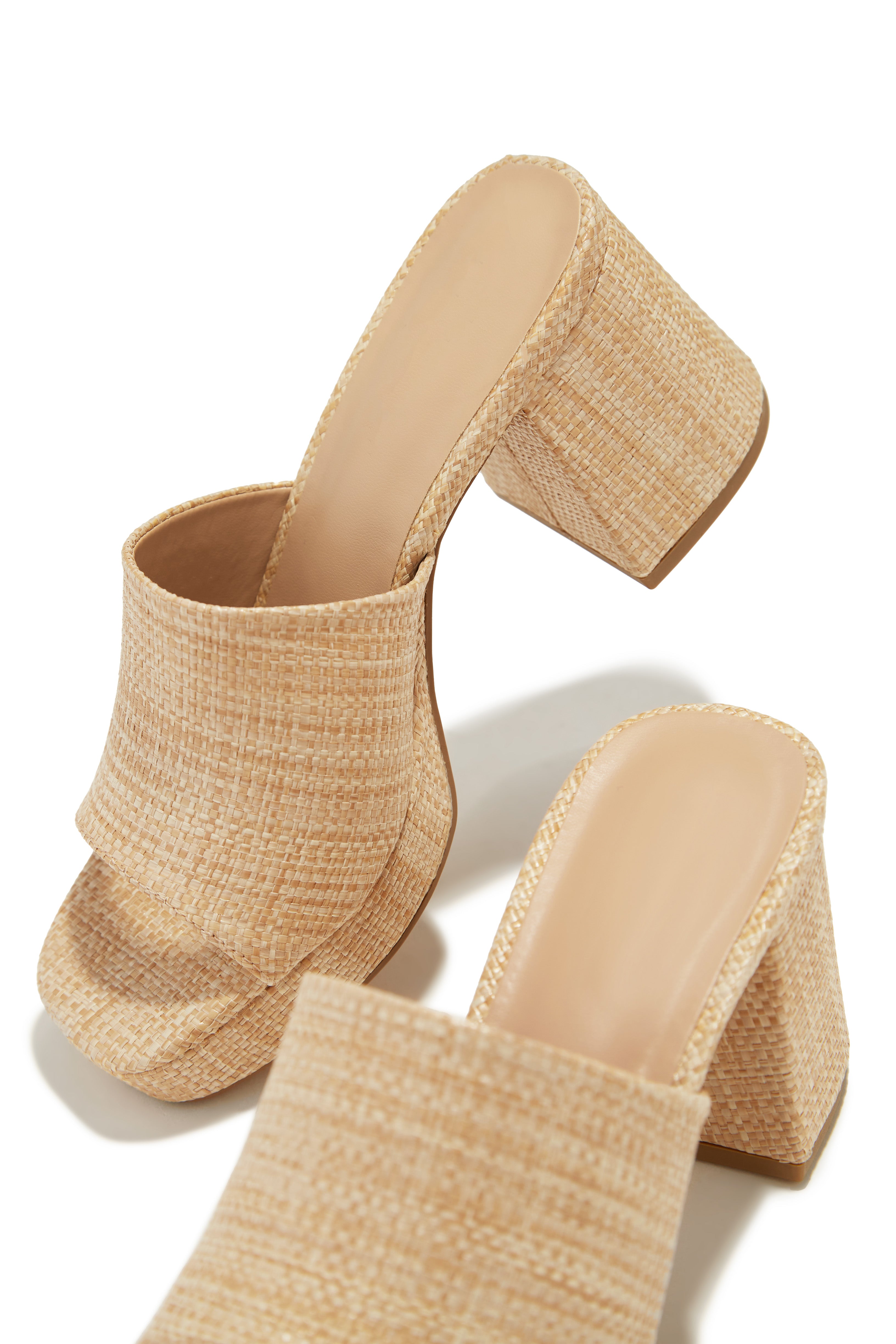 Miss Lola | Weekend Getaway Platform Block Heel Mules - Natural – MISS LOLA