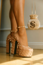 Load image into Gallery viewer, Nayomi Studded Platform Block High Heels - Nude