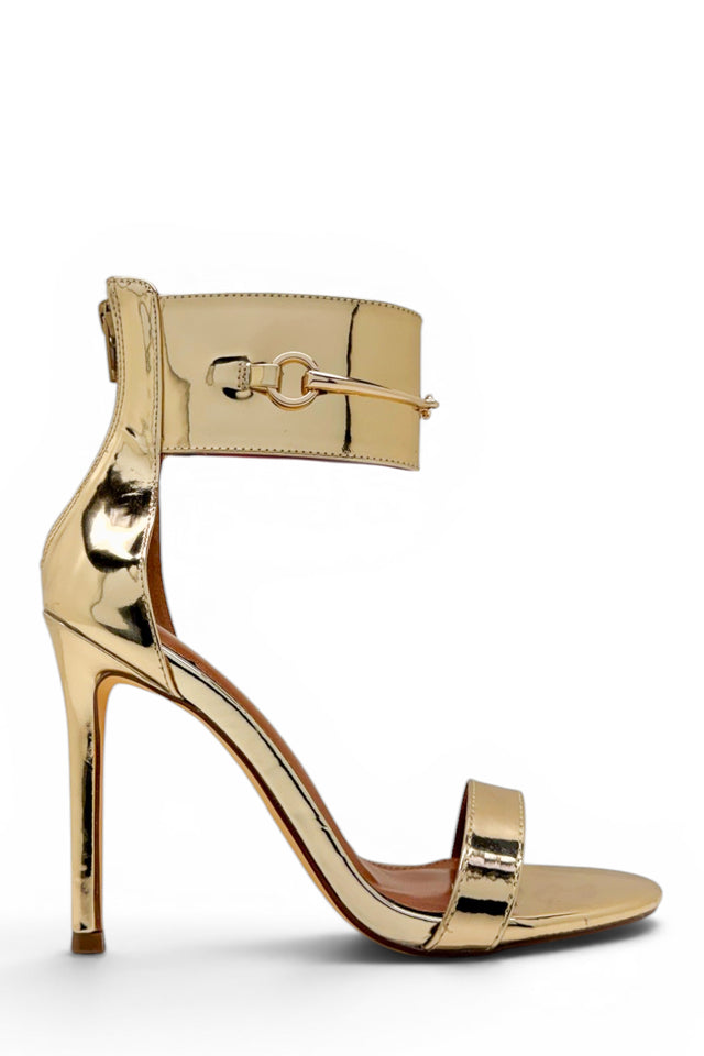 Load image into Gallery viewer, Monaco Metallic Cuff Heels - Gold