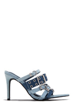 Load image into Gallery viewer, Nisey Buckle Stiletto Mules - Denim