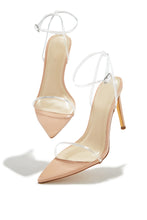 Load image into Gallery viewer, Nude Heels with Clear Straps