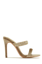 Load image into Gallery viewer, Dark Nude Velvet Rhinestone Slip On Heels