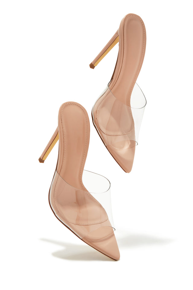 Load image into Gallery viewer, Ionic Clear Strap High Heel Mules - Nude