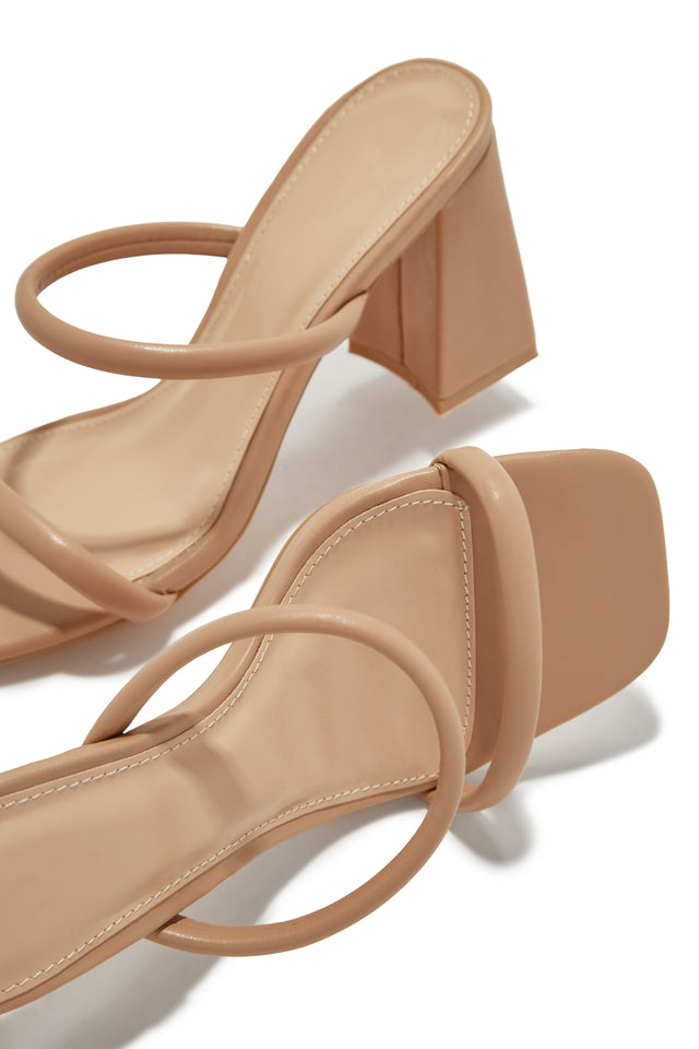 Load image into Gallery viewer, Yesenia Block Mid Heel Mules - Nude