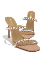 Load image into Gallery viewer, Love Addiction Embellished High Heel Mules - Nude