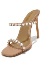 Load image into Gallery viewer, Love Addiction Embellished High Heel Mules - Nude