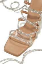 Load image into Gallery viewer, Birthday Wishes Embellished Lace Up Heels - Nude