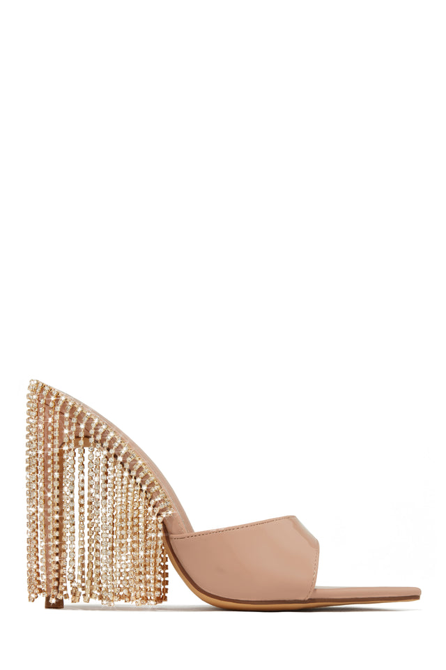 Load image into Gallery viewer, Nude Single Sole Embellished Dangle Mules